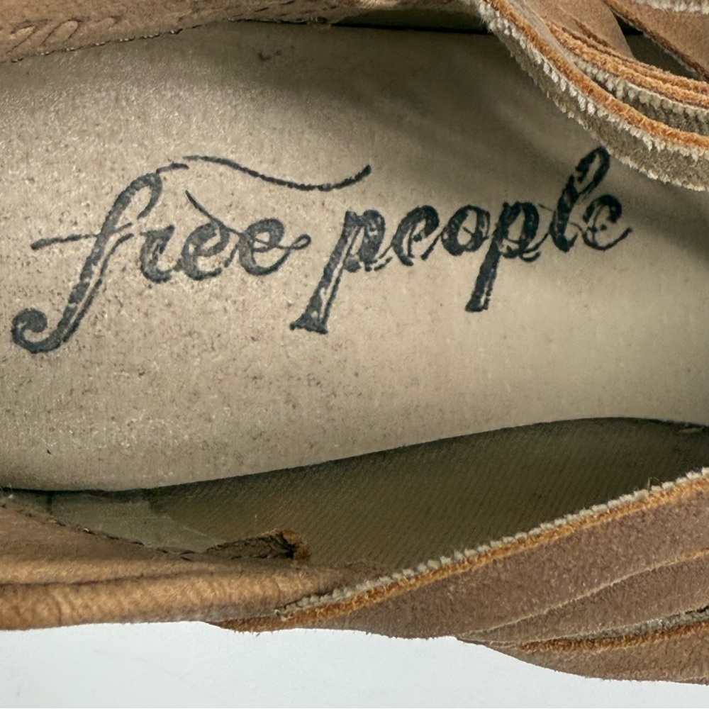 Free People size 37/7 Women’s Lost Valley Tan Leather Strappy Ankle Boots - Picture 10 of 11